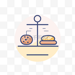饼干描绘图片_秤上有两个饼干的图标 向量