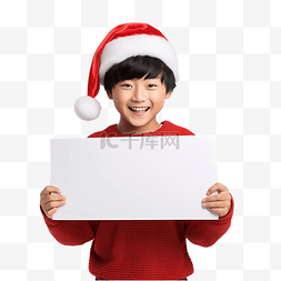 红衣服的人图片_穿着圣诞老人衣服的亚洲男孩拿着
