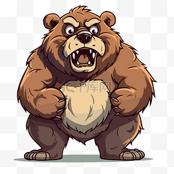 灰图片_灰熊剪贴画侵略性卡通熊人物插画