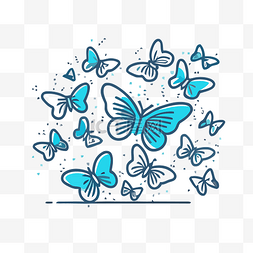 天空中的蝴蝶和背景设计插画 向