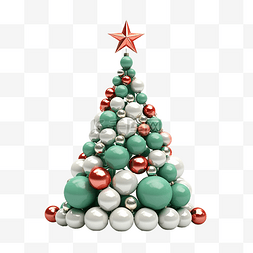 绿色极简主义图片_由球制成的抽象白色圣诞枞树