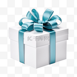 带蓝色蝴蝶结的白色礼品盒