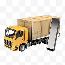 3d手机盒子图片_3d 纸板箱卡车用智能手机或 3d 纸