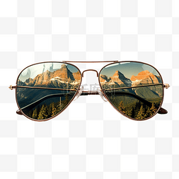 飞行员眼睛图片_PNG飞行员太阳镜与山风景