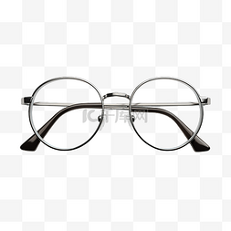 透明框架眼镜图片_明亮的圆形眼镜ai生成