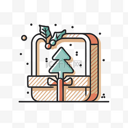 圣诞礼物盒背景图片_圣诞礼物盒线性图标 向量