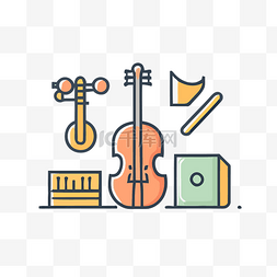 像素音乐图片_现代音乐图标来说明乐器 向量