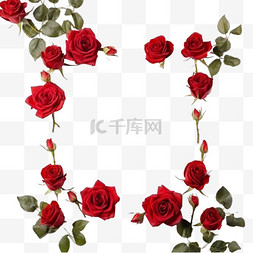 艺术玫瑰图片_特色玫瑰花框元素立体免抠图案
