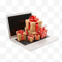 笔记本电脑显示屏上的在线圣诞购