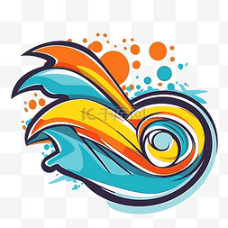 许图片_带有许多点和漩涡的彩色波浪徽标