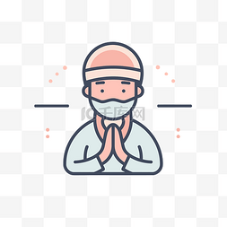 祈祷icon图片_白色背景中戴着外科口罩祈祷图标