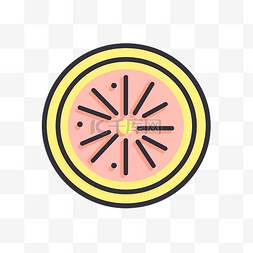 柠檬片高清图片_扁平柑橘片和切片图标为黄色和粉