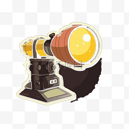 黑色背景矢量图上的老式望远镜