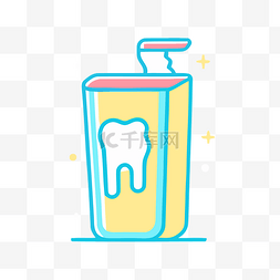 牙膏颜色图片_粉红色背景上的牙齿和牙膏插图 