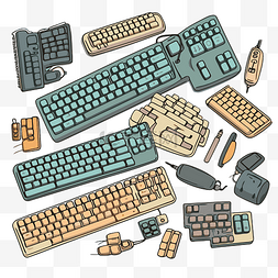 卡通敲电脑图片_键盘剪贴画不同颜色的电脑键盘和