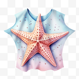 海洋自然图片_水彩插画海星衬衫