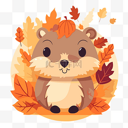 可爱秋天贴纸图片_可爱的秋天动物 向量