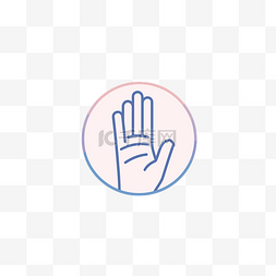 手语图标图片_粉色和淡蓝色圆圈上的手势 向量
