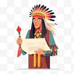 条约剪贴画印度酋长矢量字符与字