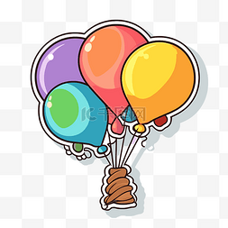 彩色空中气球图片_彩色卡通贴纸显示气球在空中飞行