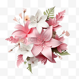 抽象白色花朵图片_白色和粉红色的花朵与花卉装饰