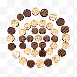 饼干正方形图片_从透视顶视图对单个和堆叠的棕色