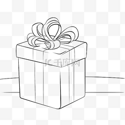 情人的节日图片_带蝴蝶结的连续线条绘制礼品盒节