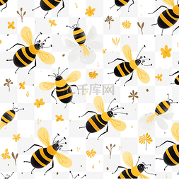 小亮粉光晕图片_亮黄色印花可爱的小蜜蜂采集蜜蜂