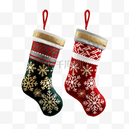 圣诞饰品装饰素材图片_3d 插图圣诞饰品袜子