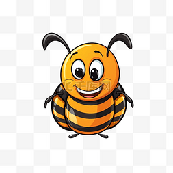 微笑的小蜜蜂图片_可爱的卡通甲虫吉祥物在白色上微