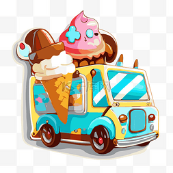 卡通冰淇淋车剪贴画 向量