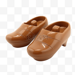 棕色的鞋图片_3d 棕色日本木鞋隔离