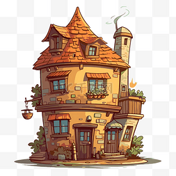 有烟囱的房子图片_房子剪贴画卡通风格的房子有烟囱