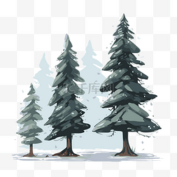 雪松树图片_松树与雪 向量