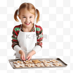 可爱的小女孩烘烤圣诞姜饼