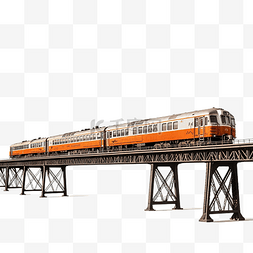 柴油火车机车复古高架桥