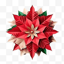 传统新图片_3D 插图圣诞对象花一品红用于网络