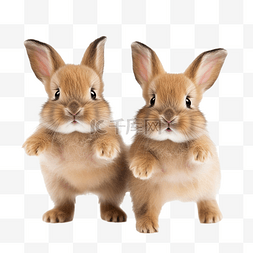 可爱的双胞胎兔子快乐地跳跃和微