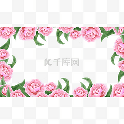 山茶花水彩花卉粉色茶花边框