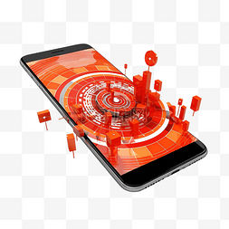 手机橙色智能手机与目标齿轮红色