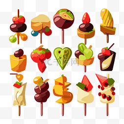 開胃菜图片_开胃菜剪贴画平面式水果和甜点棒