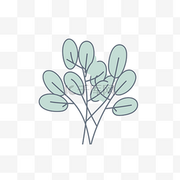 绿化平面植物图片_清晰的平面设计中的绿叶植物图标