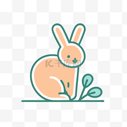 绿叶兔子的图标 向量