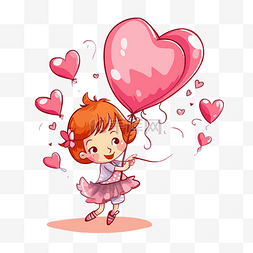 心形气球矢量素材图片_情人节快乐剪贴画穿着粉红色连衣
