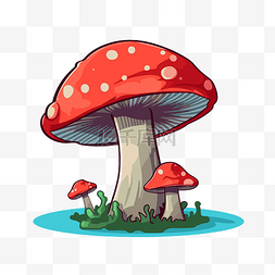 红色蘑菇背景图片_可爱的蘑菇剪贴画白色背景卡通上