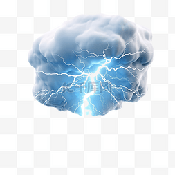 3d 插图多云天气和闪电