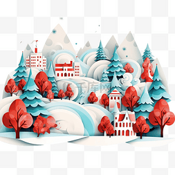 风景冬季图片_聖誕快樂插畫