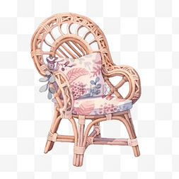 卧室复古图片_水彩波西米亚风格藤椅