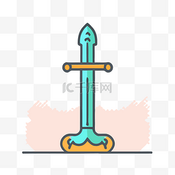 剑骑士插画图标平面矢量设计