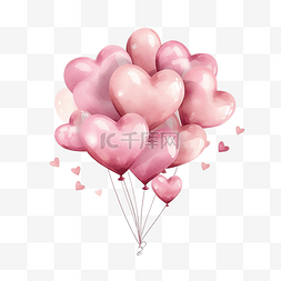 生日气球3d图片_可爱的粉色心形气球插画